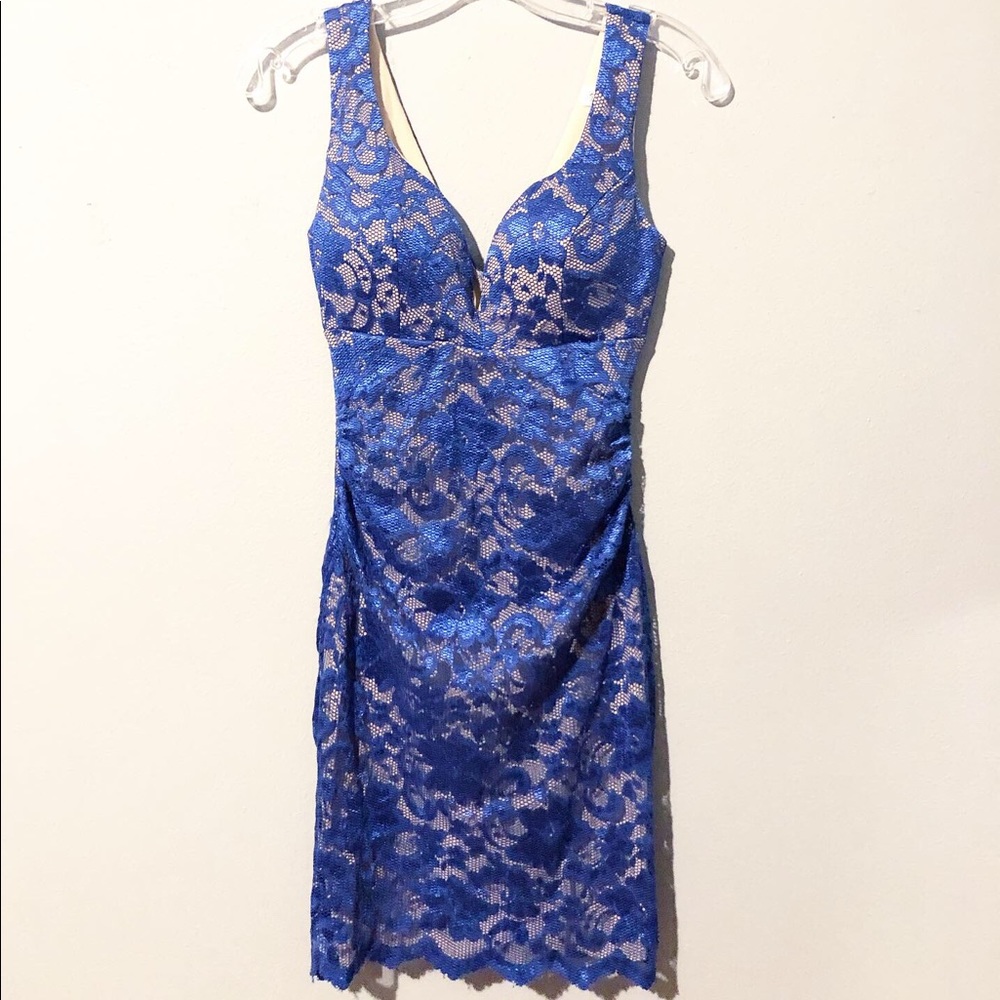 Blue Lace Bodycon Dress
